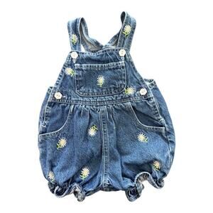Vintage 90’s Floral Denim Overall Romper